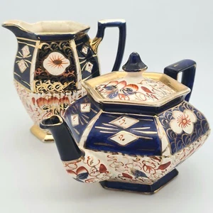 Tetera y jarra de madera vintage Imari Arthur porcelana inglesa década de 1930 cerámica dañada - Imagen 1 de 23