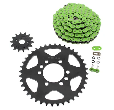 03-05 fit Suzuki LTZ400 Z400 QuadSport Green O-Ring Chain & Black Sprocket 14/40 - Imagem 1 de 2