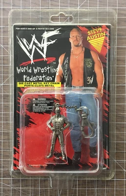 WWF Stone Cold Steve Austin Die Cast Metal Figure Keychain Playco Toys, 1998 NIP - Image 1 of 4