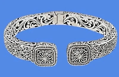 HTF SARDA STERLING SILVER BALI INDONESIA ORNATE HINGED BRACELET 7.5-8” EUC! - Image 1 of 4