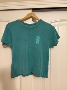 O'Neill Crop Top Medium Grün Ananas Grafik Kurzarm 100% Baumwolle - Bild 1 von 3