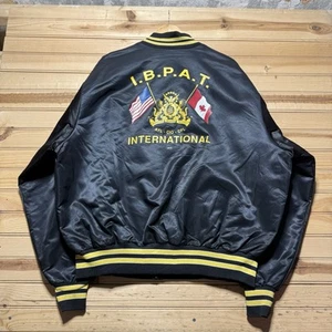 Vintag 90s I.B.P.A.T. International USA Trade Skill Workers Satin Jacket - 3XL - Picture 1 of 11
