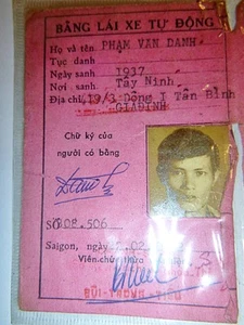 Tay Ninh / Gia Dinh / Saigon - 1972 Driving License, Permit - Vietnam War - Picture 1 of 6
