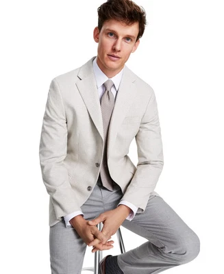 Abrigo Blazer Tommy Hilfiger Para Hombre Calce Moderno Deportivo 38 S Blanco Beige Cuadros Foto 1 de 2