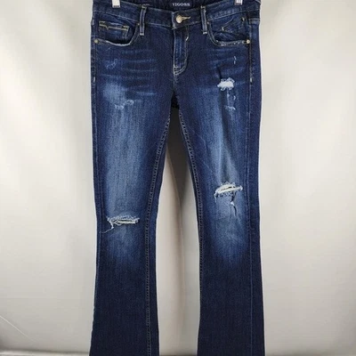 Vigoss Jeans Womens 28 The Chelsea Slim Boot Cut Distressed Dark Wash (28x33) - Image 1 of 4