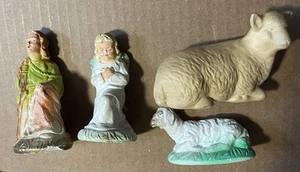 Vintage Nativity Figures- Angel, Shepherd, Sheep - Old - Picture 1 of 16