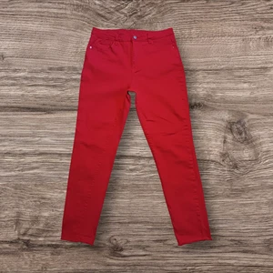 Shein Jeans Skinny Stretch High Rise Denim XL / 12 Rot Cropped Raw Hem 30x28 - Bild 1 von 9