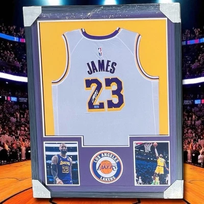 Framed LeBron James SIGNED Jersey Autographed 34x42” LAKERS Game #23 w/ Holo COA - Image 1 of 4