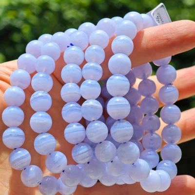 Brazalete elástico ágata de encaje azul 8 mm cristal curativo piedras preciosas cuentas redondas Foto 1 de 4