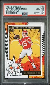 Graded 2024 Panini Donruss Patrick Mahomes #33 Bomb Squad Football Card PSA 10 - Picture 1 of 2