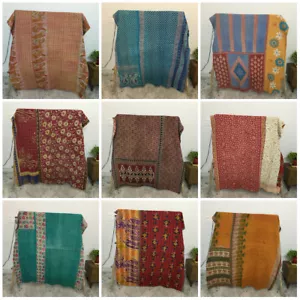 Indian Kantha Quilt Vintage Blanket Reversible Handmade Wholesale Lot 1 pc Throw - Picture 1 of 33
