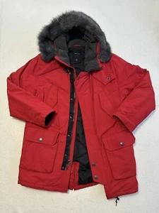 Nautica Mens Size XL Down Blend Parka Fur Hooded Sailing Fishing Jacket Full Zip - Picture 1 of 10