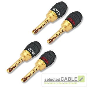 HICON 4mm Lamellen Bananenstecker 4er Set, echtvergoldet  Klemmhülse | HI-BM05 - Bild 1 von 1