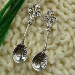 90 Pcs Tibetan Silver Spoon Charms Pendant 60X14MM S2607 DIY Jewelry Making - Picture 1 of 6