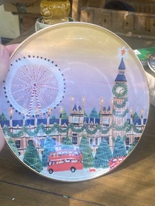New Anthropologie Holiday in the City Dessert Plate -  London - Picture 1 of 3