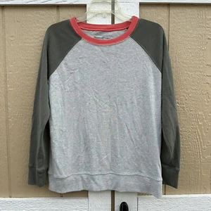 Eddie Bauer Legend Wash Pullover Raglan Top Shirt Gray Coral Green Size Medium - Picture 1 of 5