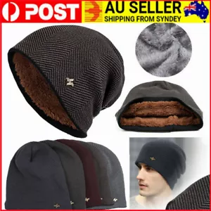 Thick Knitted Wool Hat Winter Warm Cap Men Women Beanie Fleece Ski Skating Cap - Picture 1 of 17
