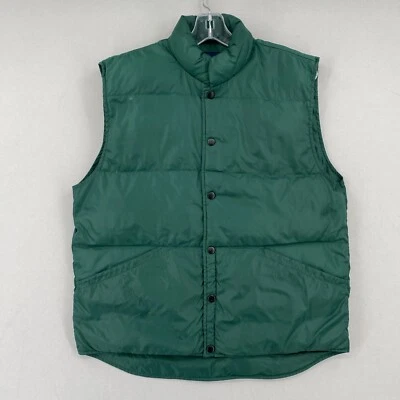Vintage Lands End Nylon Down Puffer Vest Adult Medium Unisex Green 90s - Image 1 of 4