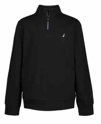 NAUTICA Little Boys Fleece Mock Neck Pullover 1/4 Zip Sweatshirt Black XL (7) - Image 1 of 4
