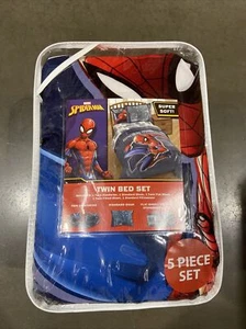 Set Comforter Bedding Twin 5 Piece Kids Boys Spiderman Soft Children New - Picture 1 of 6