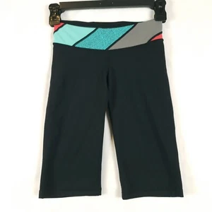 Ivivva by Lululemon Crop Leggings Girls 10 Dance Pants Black & Geometric Waist - Picture 1 of 10