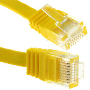 6m FLAT CAT6 Ethernet LAN Patch Cable Low Profile GIGABIT RJ45  YELLOW