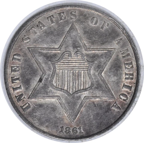 1861 Three Cent Silver BU Uncertified #158 Cover