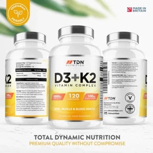 TDN's Vitamin D3 and Vitamin K2 complex 120Capsules Bone, Muscle & Blood Health - Picture 1 of 2