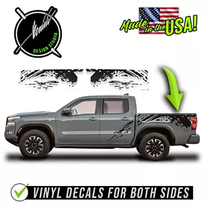 Bedside Mud Splash Racing Stripes Graphics Fits- 2022 & up Nissan Frontier 2 - Picture 1 of 3