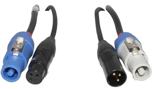 ProX XC-PWC14-DMX10 10' 14 AWG PowerCon Blue-M to Gray-M + DMX-3 XLR-M to XLR-F - Picture 1 of 3