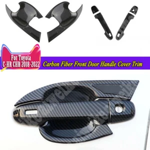 ABS 6Pcs Carbon Fiber Front Door Handle Cover Trim For Toyota CHR C-HR 2018-2023 - Picture 1 of 5