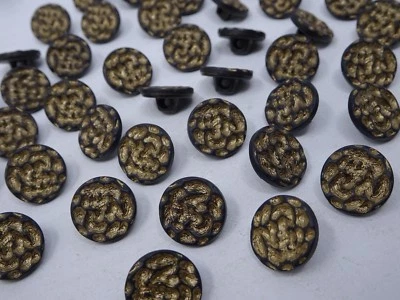 Vintage Antique Gold Dimpled 3D Artistic Shank Buttons 15mm Lot of 10 A113-1 - Image 1 of 4