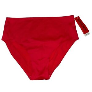 Spanx Swim Bottom Mid Waisted Shaping Suits Red Power Mesh Rear Lyrca UPF50 2658