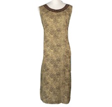 Sarah Elizabeth Vintage Dress Size 14 Rayon Brown Floral Midi Embroider XL