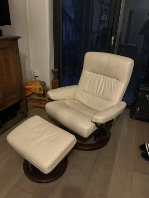 Real Stressless Leather Reclining Chair With Footrest - Image 1 of 3