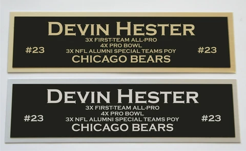 Devin Hester nameplate for signed autographed jersey football or photo Cover