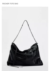 NWOT Zara Rocker Tote Bag In Black - Picture 1 of 7