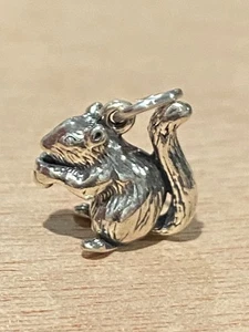 ¡Ardilla de plata esterlina 3D 14x14x9 mm sosteniendo una tuerca o un dije de bellota! - Imagen 1 de 9