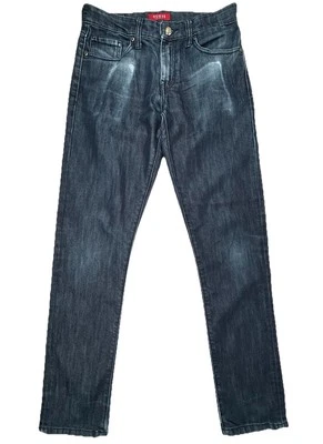 Pantalones de mezclilla rectos ajustados Guess para hombre 29 30X31 desgastados lavado oscuro desvanecido roca usados en excelente estado Foto 1 de 4