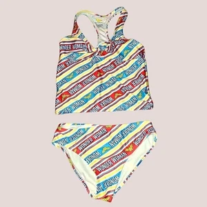Wonder Woman Girls 2-Piece Tankini Swim Set Size 7/8 Multicolor - Picture 1 of 6