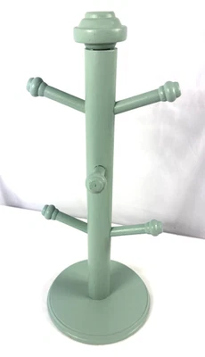 Taza de árbol de madera verde pintado soporte para joyería 14" Foto 1 de 4