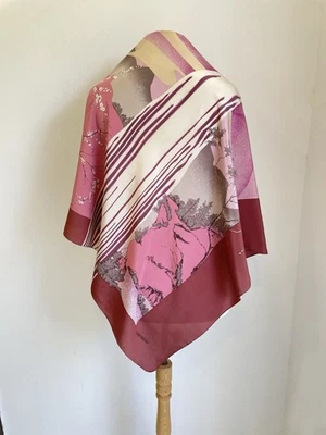 Y3#Valentino Vintage Bufanda de Seda Hecha en Italia Rosa Rojo Abstracto Floral 100% Seda Foto 1 de 4