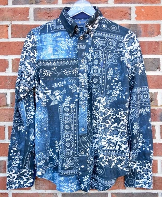 Ralph Lauren Women's Medium Knit Oxford Heidi Paisley Button Front Shirt NWOT - Image 1 of 4