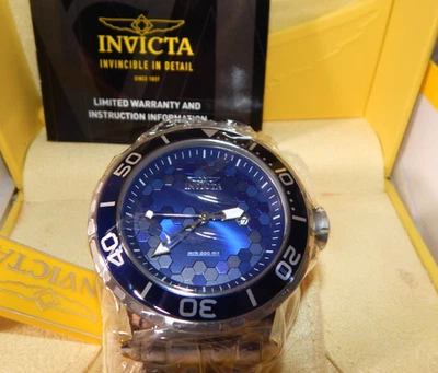 New INVICTA Pro Diver Blue Stainless Steel Aluminum 52mm Watch 200m 30561 & Case - Image 1 of 4