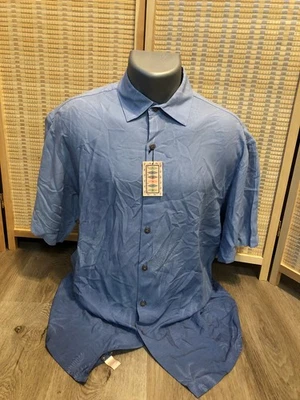 Campia Moda Hawaiian Button Up  Shirt 100% Rayon Subtle Blue NEW WITH TAG Medium - Image 1 of 4