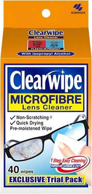 Clearwipe Lens Wipes 40 Pack Glasses Phone Screen Cleaner Individually Wrapped