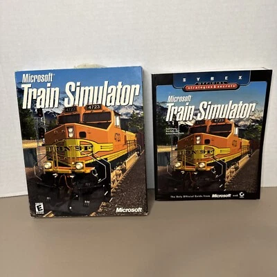 Microsoft Train Simulator 2001 PC CD Big Box Set & Synced Official Guide MINT - Image 1 of 3