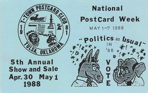 1988 Tulsa Oklahoma Postcard Club Show & Sale  Limited Edition PC Blue - Picture 1 of 2