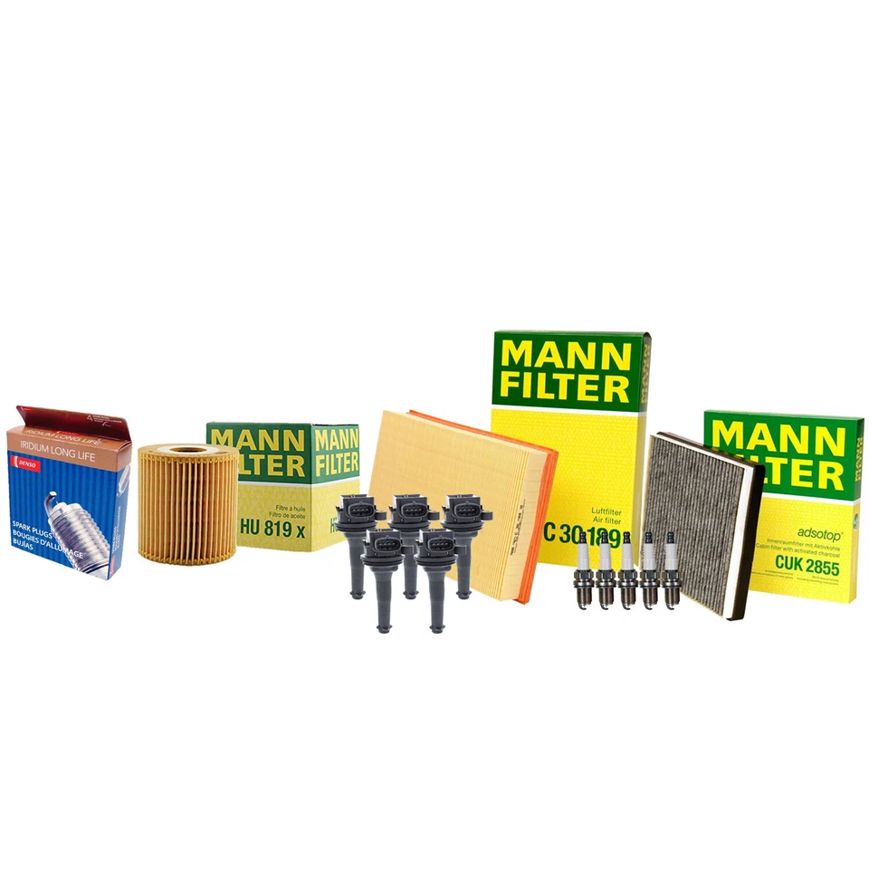 Kit de puesta a punto Mann Filters Denso 5 bobinas y 5 bujías de iridio LL para Volvo S60 Foto 1 de 1