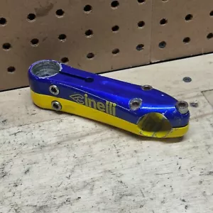 Vintage Cinelli Sesamo 1" Threadless Stem 110mm 26.0 Clamp Blue Yellow Mtb Track - Picture 1 of 5
